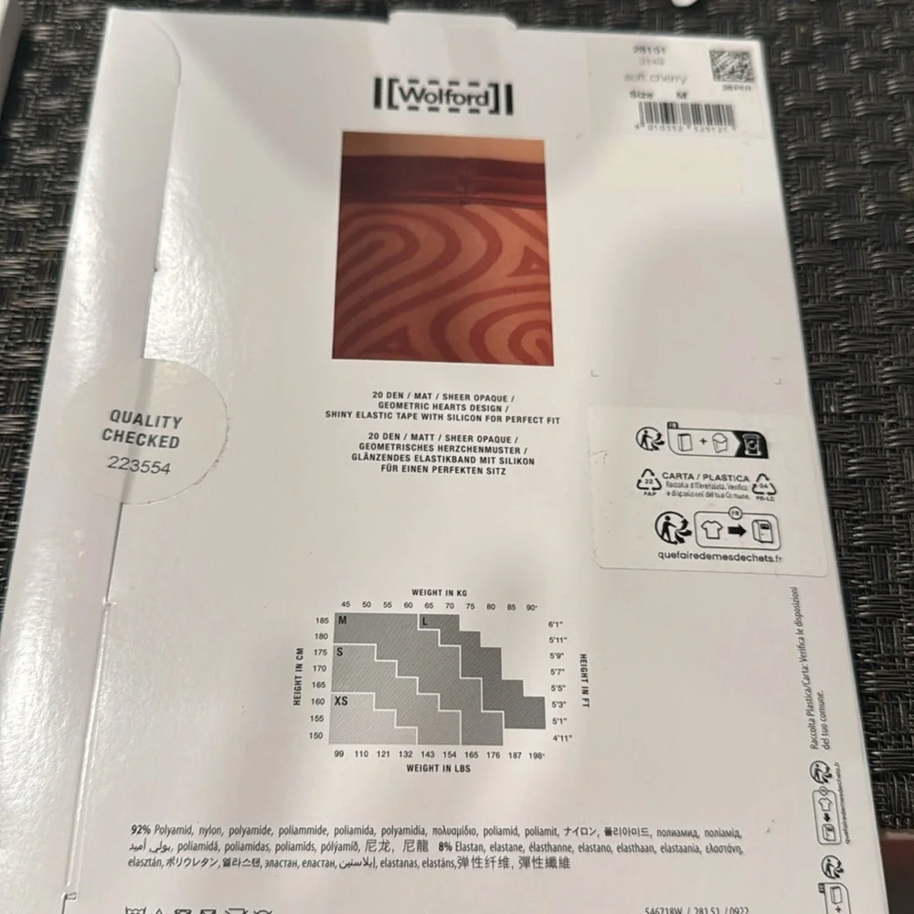 Wolford Heart  Stay-ups  Color: soft cherry Size: m